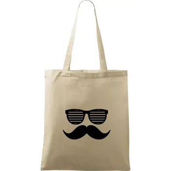 Nákupní taška Mustache brýle - Taška bavlněná - 42 x 38 cm ( Naturální )