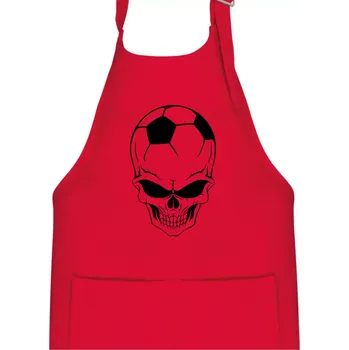 Kuchyňská zástěra Fotbal lebka míč - Dětská zástěra na vaření - Univerzální velikost ( Červená )