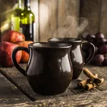 Kameninové hrnky na svařené víno s uchem KERA CERAMIKA TRIO hnědé 220 ml 2 ks