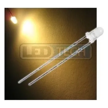 Polovodič LED dioda 3mm teplá bílá round 30°