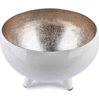 Kovová, ozdobná miska MONDEX ANISHA WHITE M BÍLÁ 22 cm
