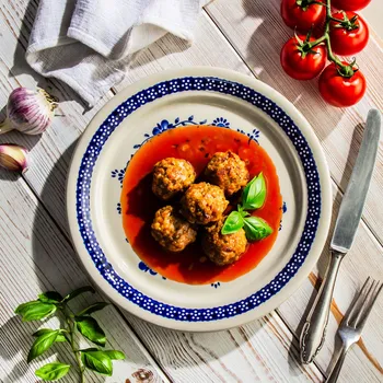 Talíř Keramický mělký obědový talíř Bolesławiec 25 cm - dek. 273