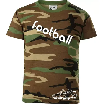 Chlapecké tričko FOOTBALL nápis šikmo - Dětské maskáčové triko - 104-110cm / 3-4 roky ( Hnědý maskáč )