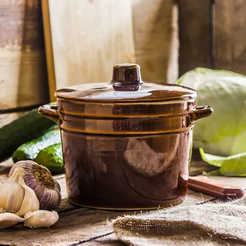 Zelák Krystynka Kameninový sud na nakládání zelí a okurek s víkem KRYSTYNKA ZAWA BRONZE 1,5 l