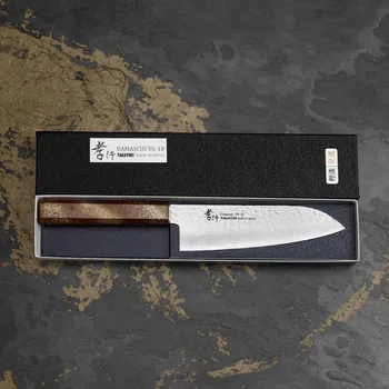 Kuchyňský nůž SAKAI TAKAYUKI Urushi Sairen 17 cm - japonský nůž Santoku z damascénské oceli