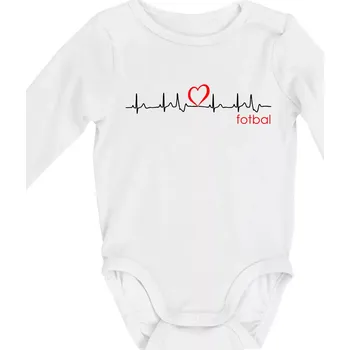 Kojenecký body Moje srdce bije pro fotbal - Body kojenecké s dlouhým rukávem - Dlouhý r. do 3 měs ( Bílá )