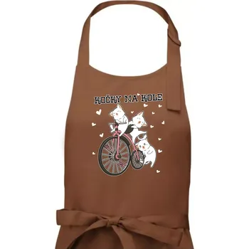 Kuchyňská zástěra Kočky na kole - Pánská zástěra na vaření - Univerzální velikost ( Kakaová )