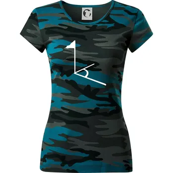 Rohový praporek - Dámské maskáčové triko - M ( Petrolejová maskáč )