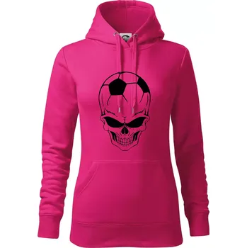 Dámská mikina Fotbal lebka míč - Mikina dámská Cape s kapucí - M ( Purpurová )