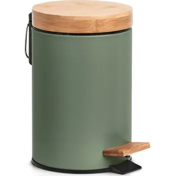 Odpadkový koš ZELLER Odpadkový koš pedálový 3l šalvějová barva, bambus 16,8x24cm