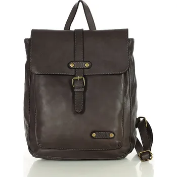 GENUINE LEATHER Dámský kožený batoh Mazzini M135 tmavě hnědý