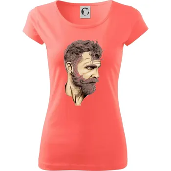Dámské tričko Mustache man - Dámské triko Pure - XS ( Korálová )
