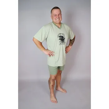 Pánské pyžamo krátké Rozárka Divočák Lovu zdar P120 zelené Barva: Zelená, Velikost: L