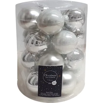 Vánoční ozdoba Ozdoba koule 3,5cm 16ks MIX bíl,stříbrná