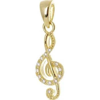 Přívěsek Stříbrný pozlacený přívěšek houslový klíč STRZ0834F