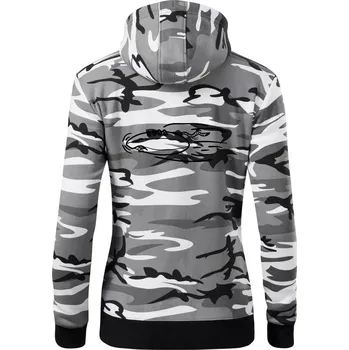 Dámská mikina Americký fotbal letící míč - Dámská mikina trendy zipper s kapucí - L ( Šedý maskáč )