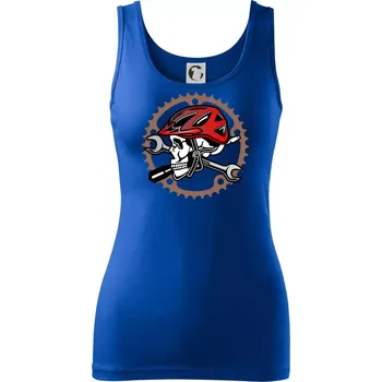 Dámské tričko Lebka biker opravář - Dámské tílko - M ( Královská modrá )