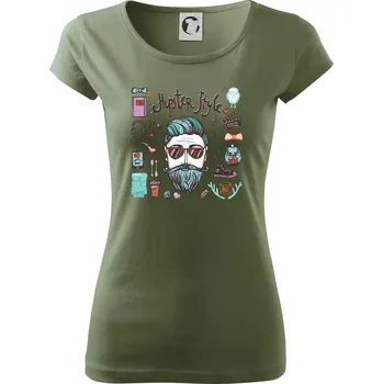 Dámské tričko Hipster style - Dámské triko Pure - S ( Khaki )