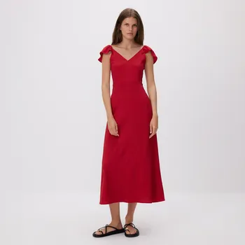 Dámské šaty Reserved - Midi šaty s volánky - červená - 917GA-33X - 917GA-33X-S