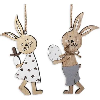 Zajíc dřevo závěs 12 cm naturální