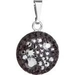 Stříbrný přívěsek s krystaly Swarovski černý kulatý 34225.5 hematite