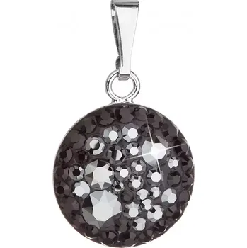 Přívěsek Stříbrný přívěsek s krystaly Swarovski černý kulatý 34225.5 hematite