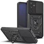 Odolné pouzdro CamShield Pro Samsung Galaxy S24 FE - černé (Odolné pouzdro Tech-Protect CamShield Pro pro Samsung Galaxy S24 FE - kryt s otočným prstýnkem a krytkou čoček)