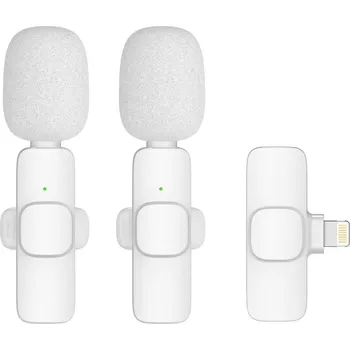 Mikrofon Mikrofon pro Apple iPhone - sada 2 kusů - Lightning - bezdrátové spojení - USB-C nabíjení - bílý
