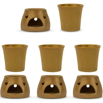 Kameninové hrnky na svařené víno s ohřívači KERA CERAMIKA PÍSEK béžový 8 ks