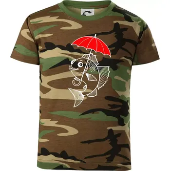 Chlapecké tričko Ryba s deštníkem - Dětské maskáčové triko - 104-110cm / 3-4 roky ( Hnědý maskáč )