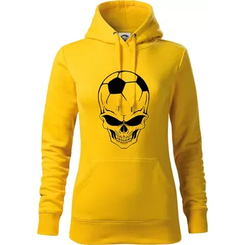 Dámská mikina Fotbal lebka míč - Mikina dámská Cape s kapucí - XS ( Žlutá )