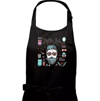 Kuchyňská zástěra Hipster style - Dámská zástěra na vaření - Univerzální velikost ( Černá )