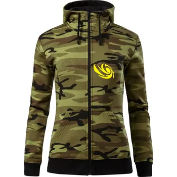 Dámská mikina Vortex logo na prso - Dámská mikina trendy zipper s kapucí - XL ( Zelený maskáč )