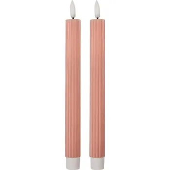 Svíčka Set 2ks růžová úzká svíčka s vroubkováním Led Candle - Ø 2*25 cm / 2*AAA