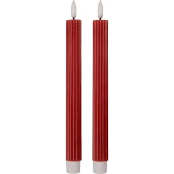 Svíčka Set 2ks vínová úzká svíčka s vroubkováním Led Candle - Ø 2*25 cm / 2*AAA