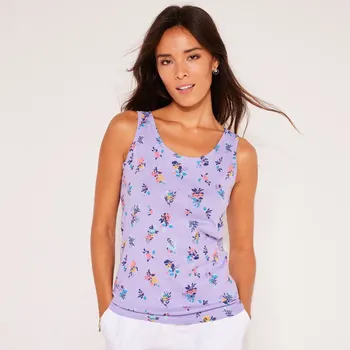 Dámské tričko Top se širokými ramínky, potisk květin lila 50