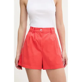 Dámské kraťasy Kraťasy Tommy Jeans dámské, červená barva, high waist, DW0DW21643 29X, vel. 26