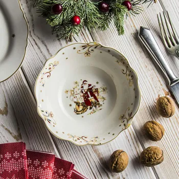 Porcelánová vánoční mísa / talíř Mickey a sobi 15,5 cm