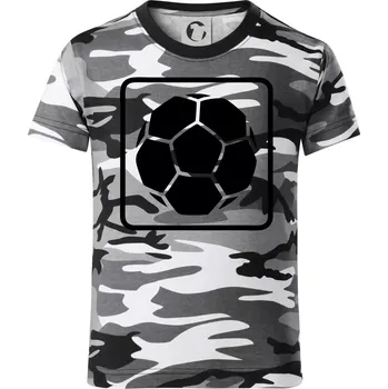 Chlapecké tričko Fotbalový míč emblem - Dětské maskáčové triko - 134 cm/8 let ( Šedý maskáč )