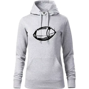 Dámská mikina Americký fotbal míč skica - Mikina dámská Cape s kapucí - 2XL ( Světlešedý Melír )