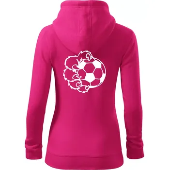 Dámská mikina Medvědí tlapa fotbal - Dámská mikina trendy zipper s kapucí - XS ( Purpurová )