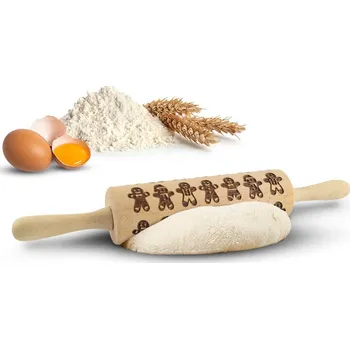 Váleček na těsto Dřevěný váleček na těsto se vzorem ANAPOL GINGERBREAD 38,5 cm