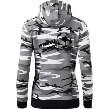 Dámská mikina To mám být jen doma? - Fotbal - Dámská mikina trendy zipper s kapucí - S ( Šedý maskáč )
