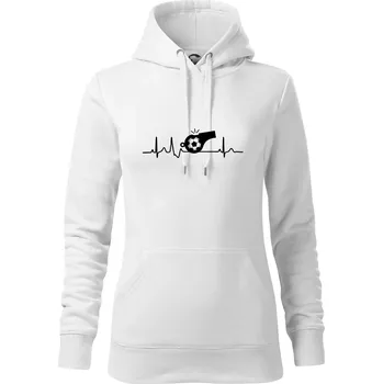 Dámská mikina EKG fotbal rozhodčí a píšťalka - Mikina dámská Cape s kapucí - S ( Bílá )