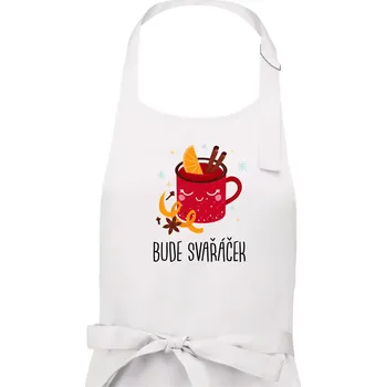 Kuchyňská zástěra Bude svařáček - plecháček - Pánská zástěra na vaření - Univerzální velikost ( Bílá )