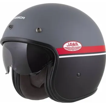 Helma na motorku Přilba Oxygen 2.0 Jawa OHC, CASSIDA (šedá matná/červená/černá/bílá) 2026 XL (61 až 62 cm)