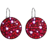 Stříbrné náušnice visací s krystaly Swarovski červené kulaté 31161.3 cherry