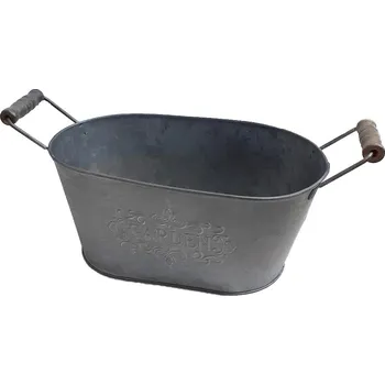 Květináč Truhlík plechový 18cmx11,5cm ovál s uchy