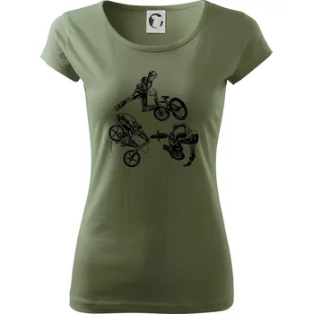 Dámské tričko BMX tricks - Dámské triko Pure - S ( Khaki )