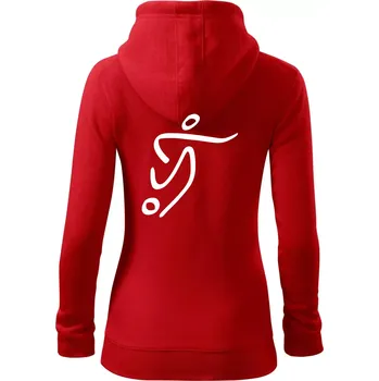 Dámská mikina Fotbalista silueta - Dámská mikina trendy zipper s kapucí - S ( Červená )